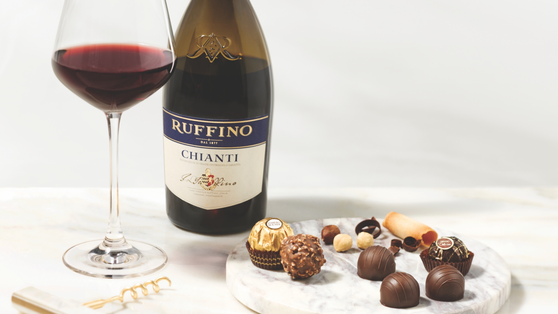 Ruffino wine and Ferrero chocolates